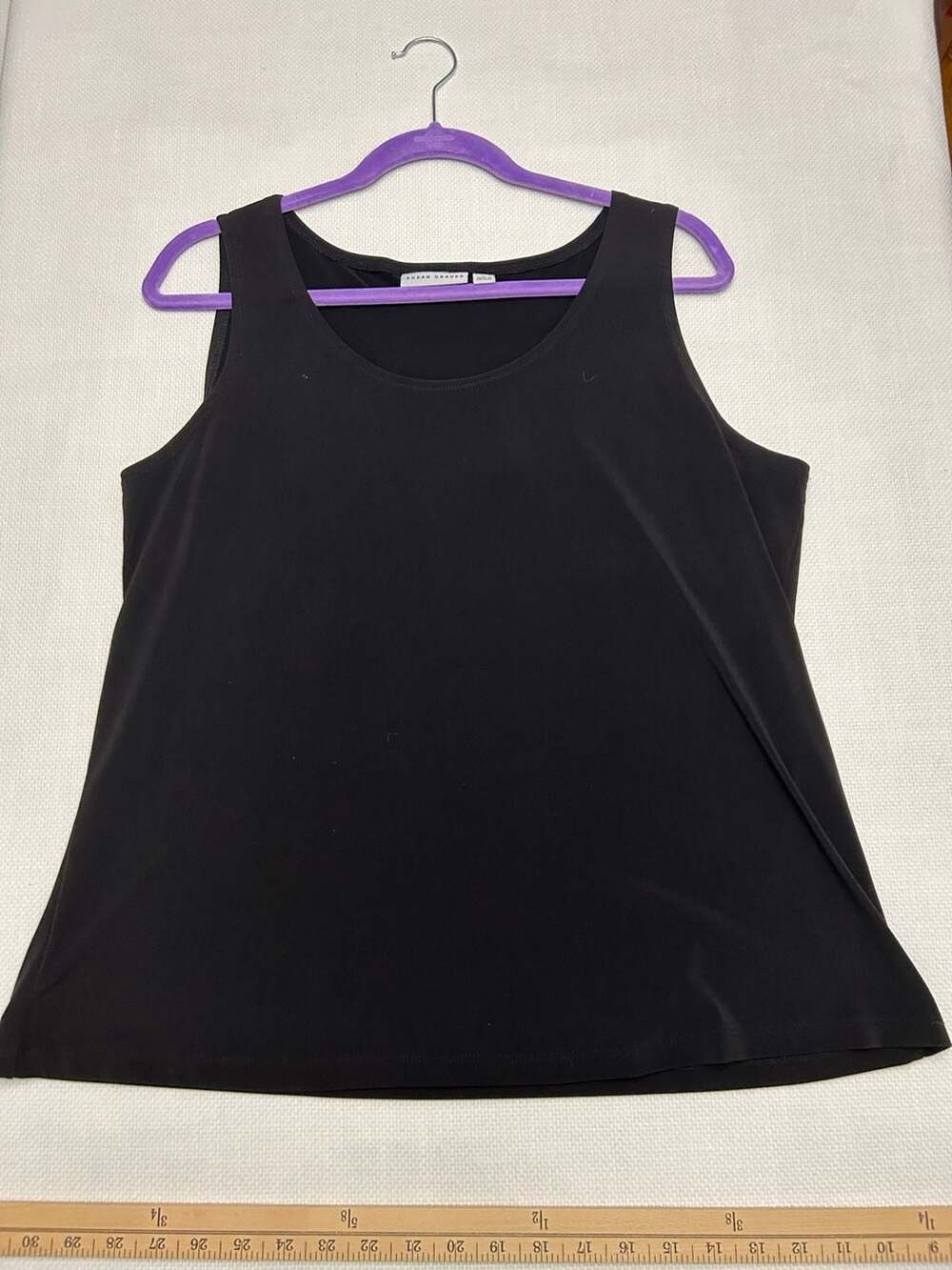 Susan Graver Black Scoop Neck Sleeveless Tank Top
